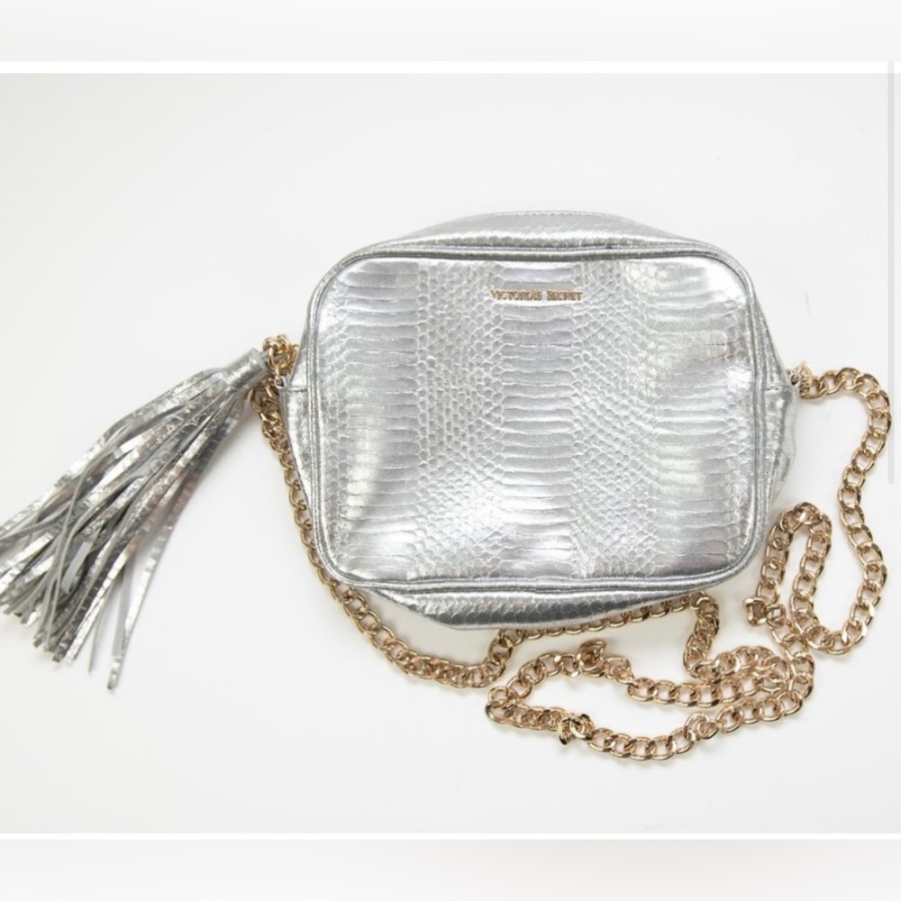 Victoria Secret Runway Silver Snakeskin Cross Body Bag